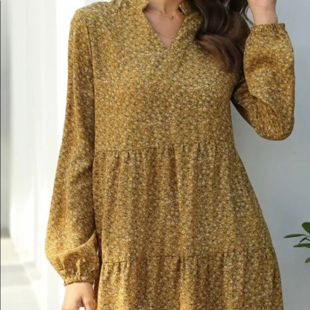 Midi Flowered Smock Dress - Picture 1 of 2
